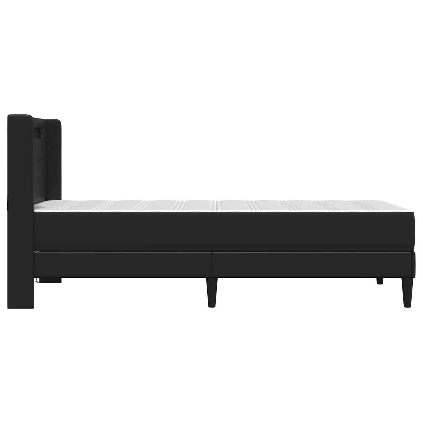 vidaXL Σκελετός κρεβατιού με στρώμα Μαύρο 90 x 200 cm Τεχνητό Δέρμα