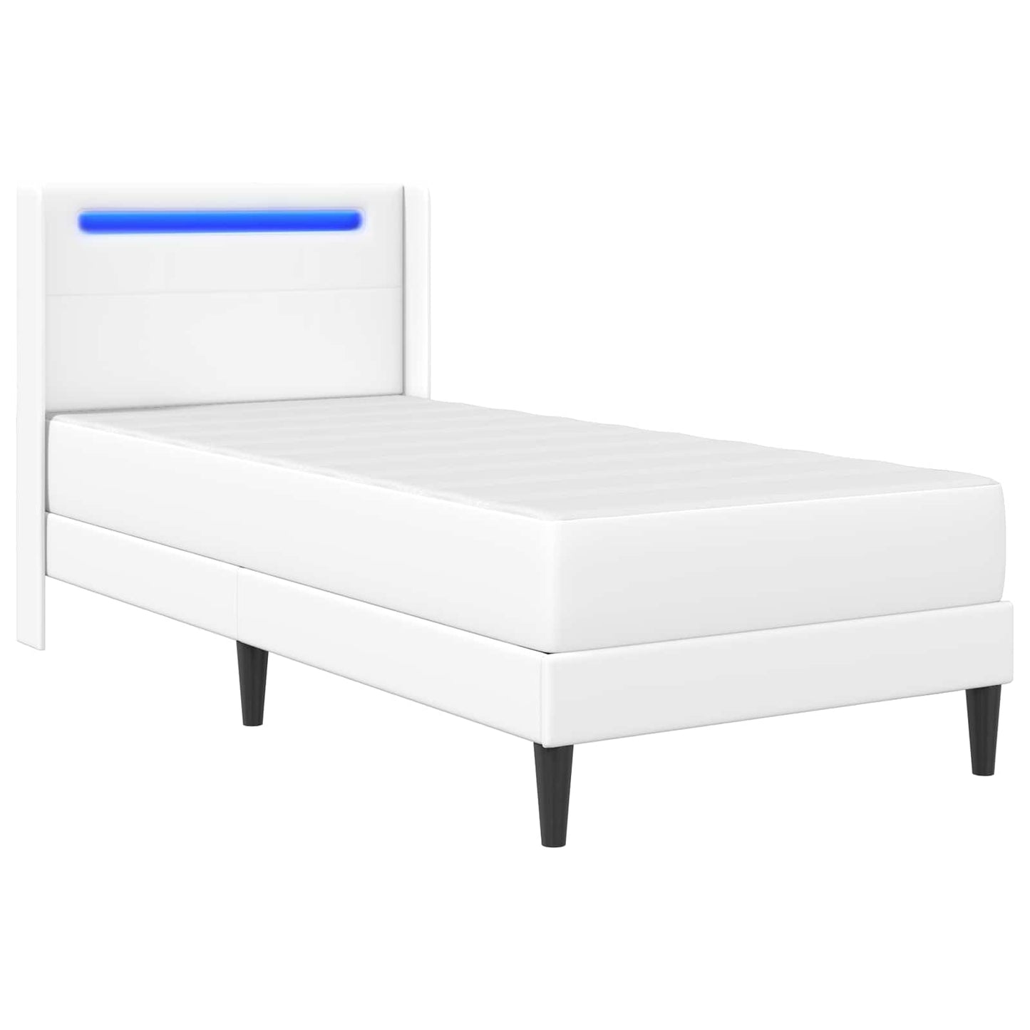 vidaXL Σκελετός κρεβατιού με στρώμα Λευκό 90 x 200 cm Τεχνητό Δέρμα