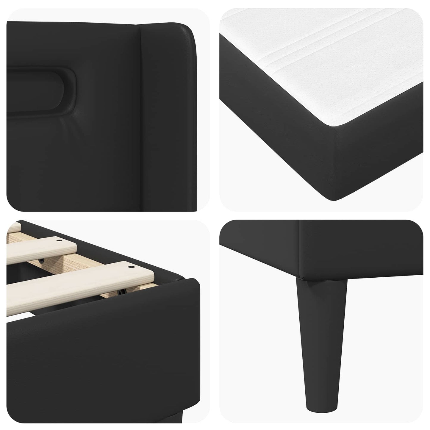 vidaXL Σκελετός κρεβατιού με στρώμα Μαύρο 120 x 190 cm Τεχνητό Δέρμα
