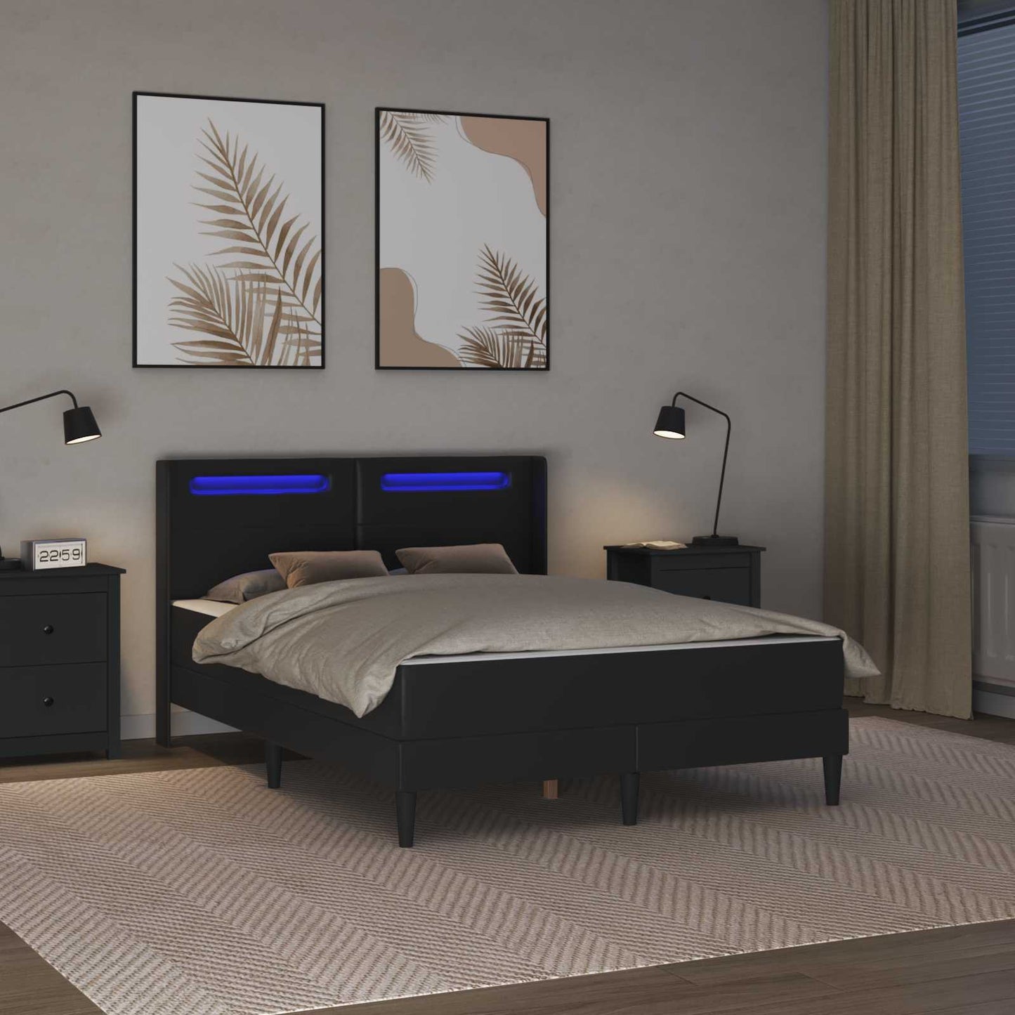 vidaXL Σκελετός κρεβατιού με στρώμα Μαύρο 120 x 190 cm Τεχνητό Δέρμα