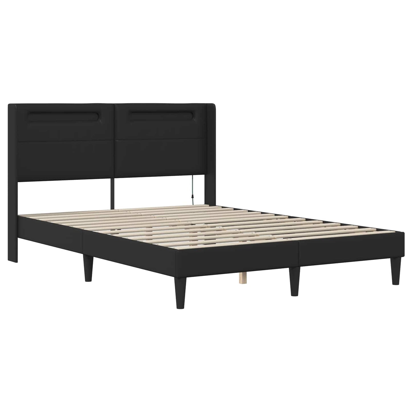 vidaXL Σκελετός κρεβατιού με στρώμα Μαύρο 120 x 190 cm Τεχνητό Δέρμα