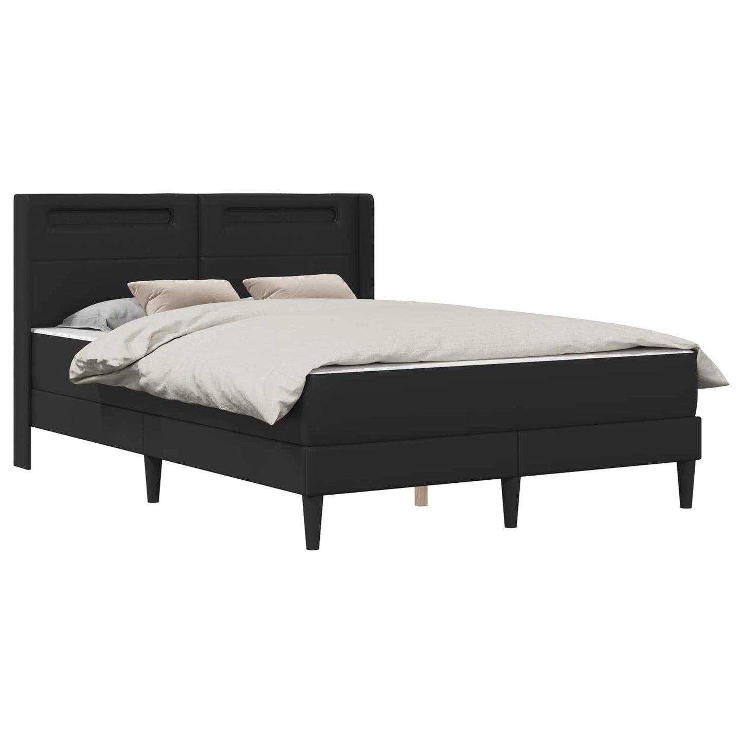 vidaXL Σκελετός κρεβατιού με στρώμα Μαύρο 120 x 190 cm Τεχνητό Δέρμα
