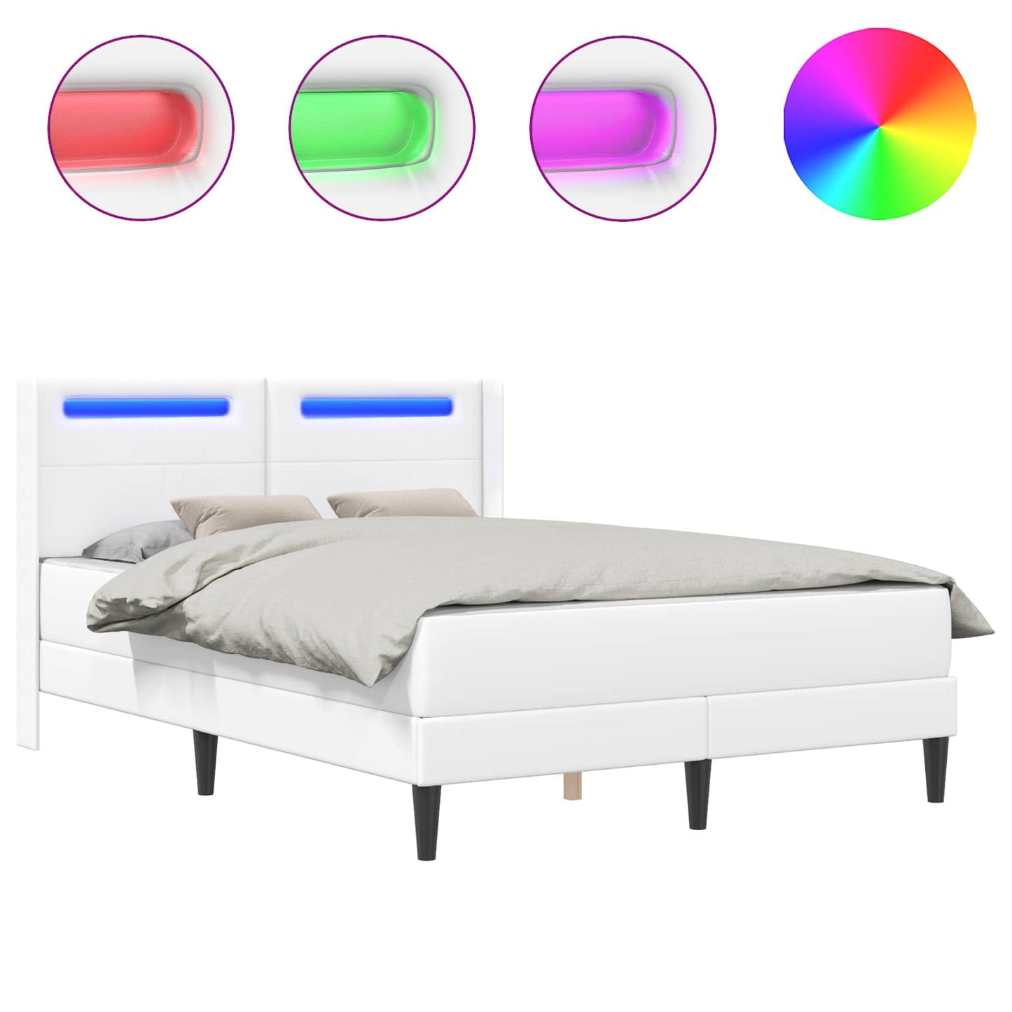 vidaXL Σκελετός κρεβατιού με στρώμα Λευκό 140 x 190 cm Τεχνητό Δέρμα