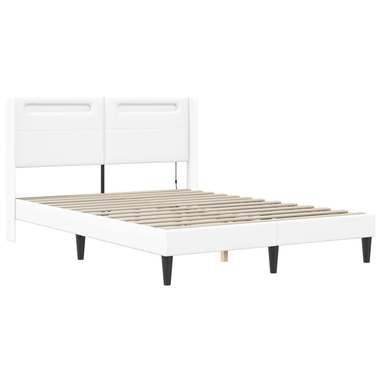 vidaXL Σκελετός κρεβατιού με στρώμα Λευκό 140 x 190 cm Τεχνητό Δέρμα