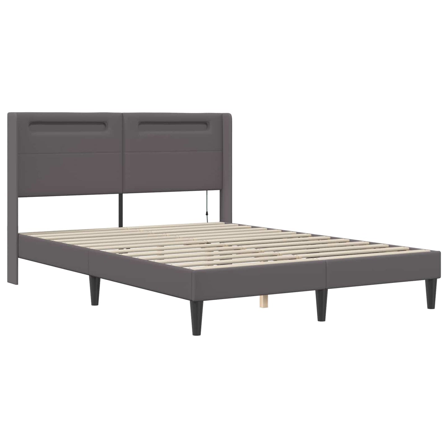 vidaXL Σκελετός κρεβατιού με στρώμα Γκρι 140 x 200 cm Τεχνητό Δέρμα