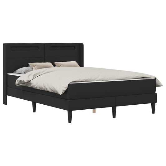 vidaXL Σκελετός κρεβατιού με στρώμα Μαύρο 140 x 200 cm Τεχνητό Δέρμα