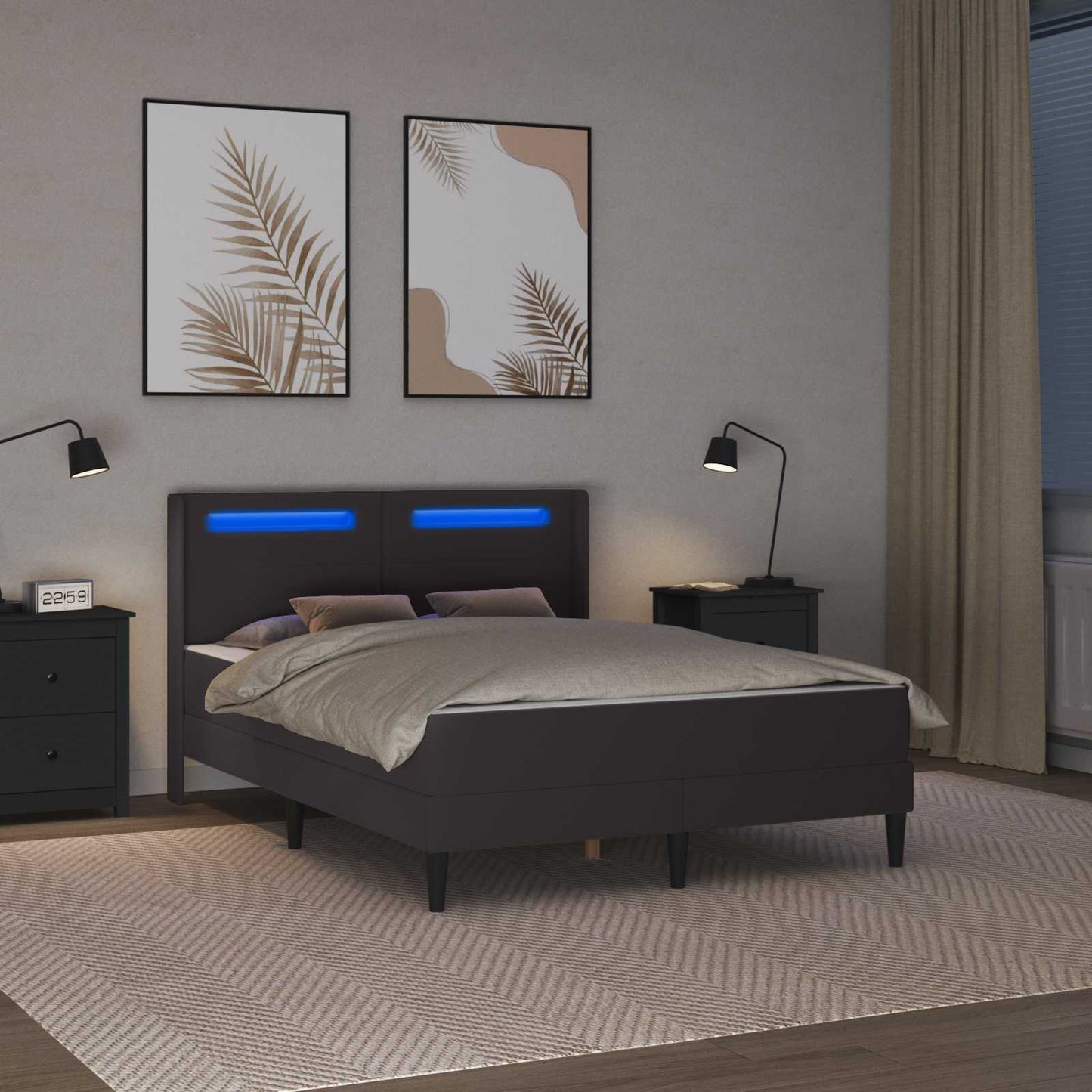 vidaXL Σκελετός κρεβατιού με στρώμα Γκρι 160 x 200 cm Τεχνητό Δέρμα