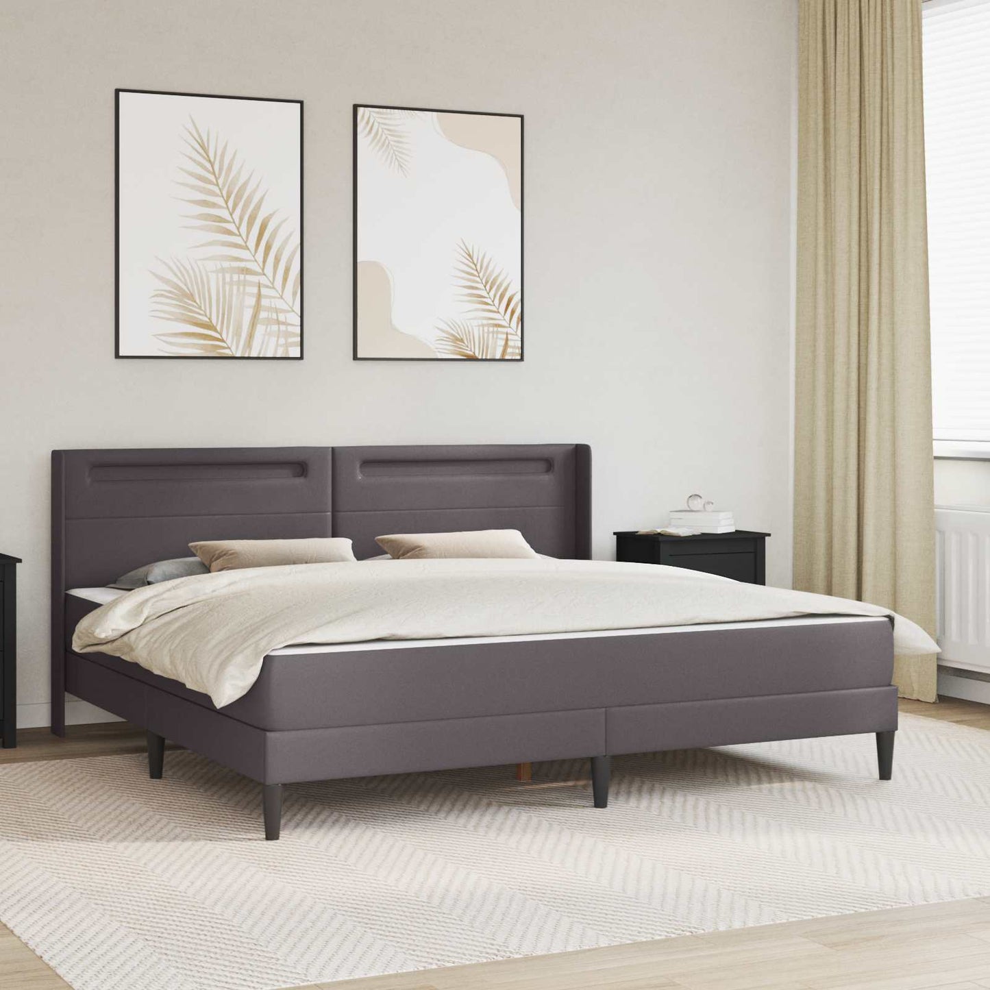 vidaXL Σκελετός κρεβατιού με στρώμα Γκρι 180 x 200 cm Τεχνητό Δέρμα