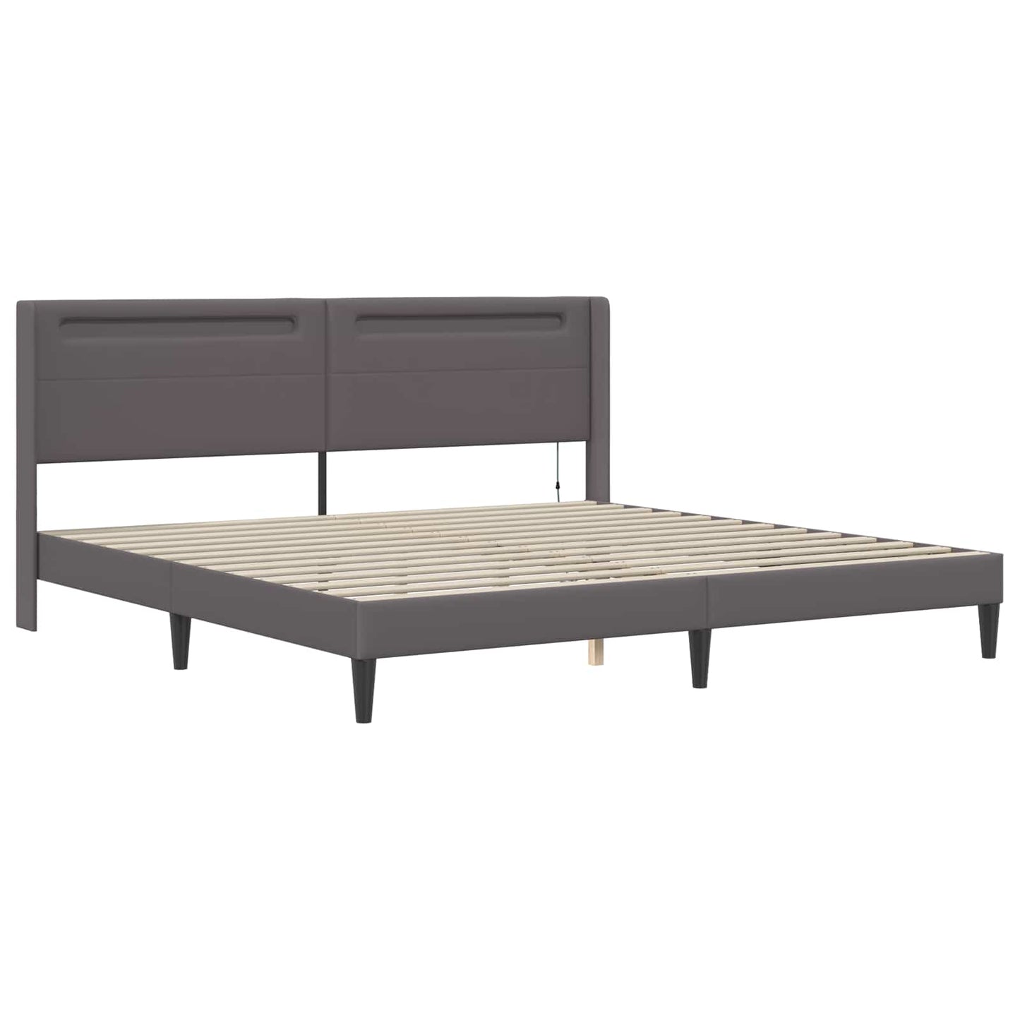 vidaXL Σκελετός κρεβατιού με στρώμα Γκρι 180 x 200 cm Τεχνητό Δέρμα