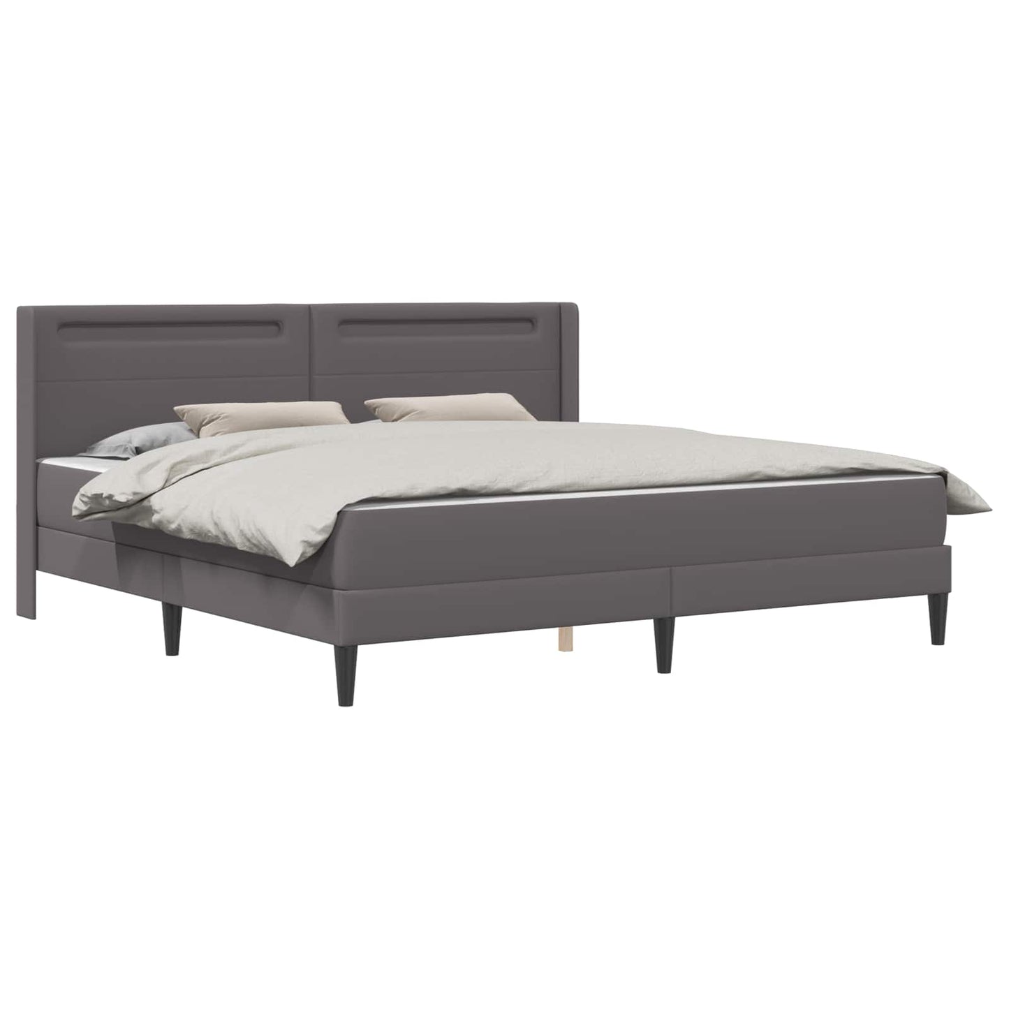 vidaXL Σκελετός κρεβατιού με στρώμα Γκρι 180 x 200 cm Τεχνητό Δέρμα