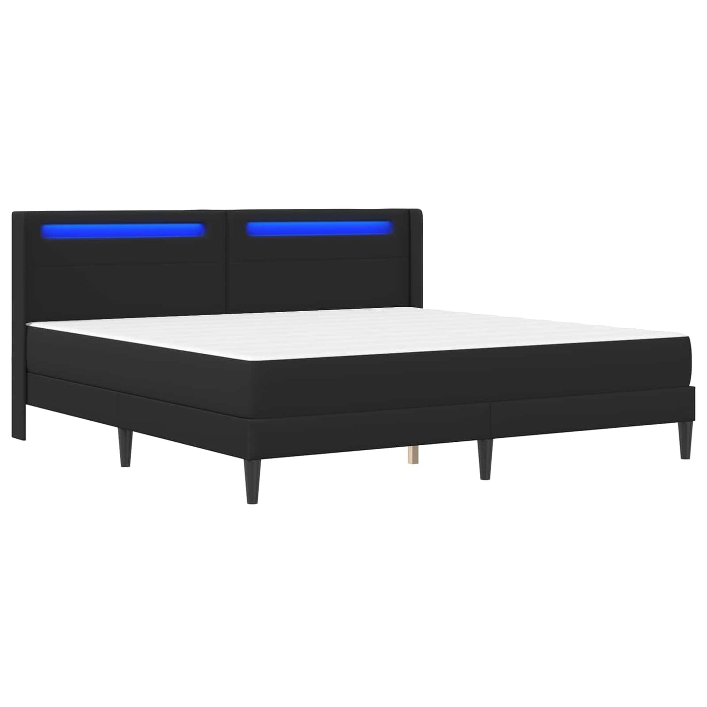 vidaXL Σκελετός κρεβατιού με στρώμα Μαύρο 180 x 200 cm Τεχνητό Δέρμα