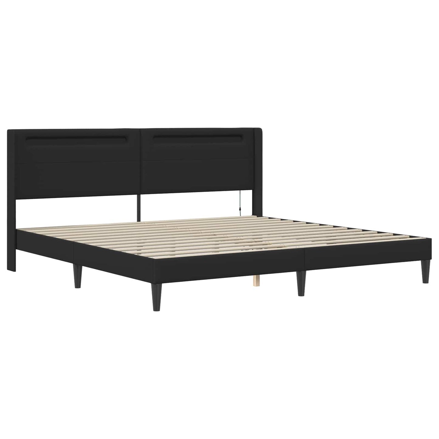 vidaXL Σκελετός κρεβατιού με στρώμα Μαύρο 180 x 200 cm Τεχνητό Δέρμα