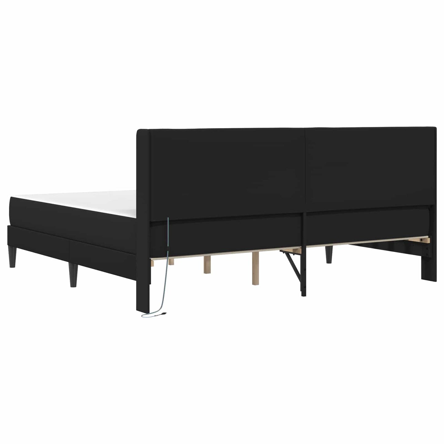 vidaXL Σκελετός κρεβατιού με στρώμα Μαύρο 180 x 200 cm Τεχνητό Δέρμα