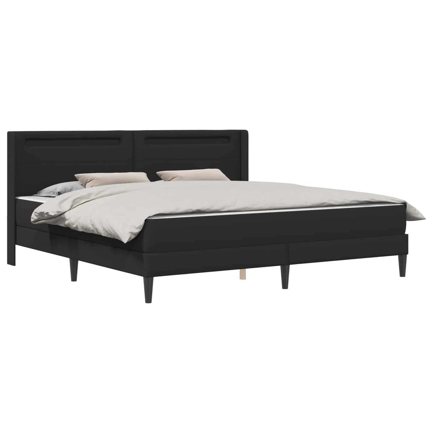 vidaXL Σκελετός κρεβατιού με στρώμα Μαύρο 180 x 200 cm Τεχνητό Δέρμα