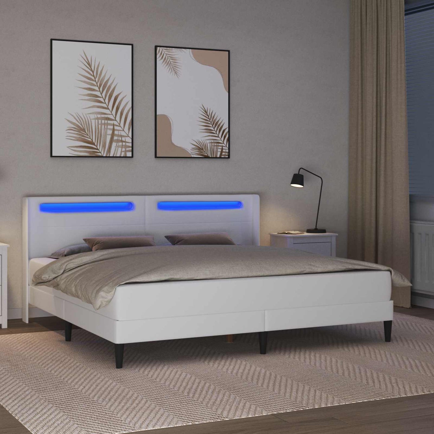 vidaXL Σκελετός κρεβατιού με στρώμα Λευκό 180 x 200 cm Τεχνητό Δέρμα