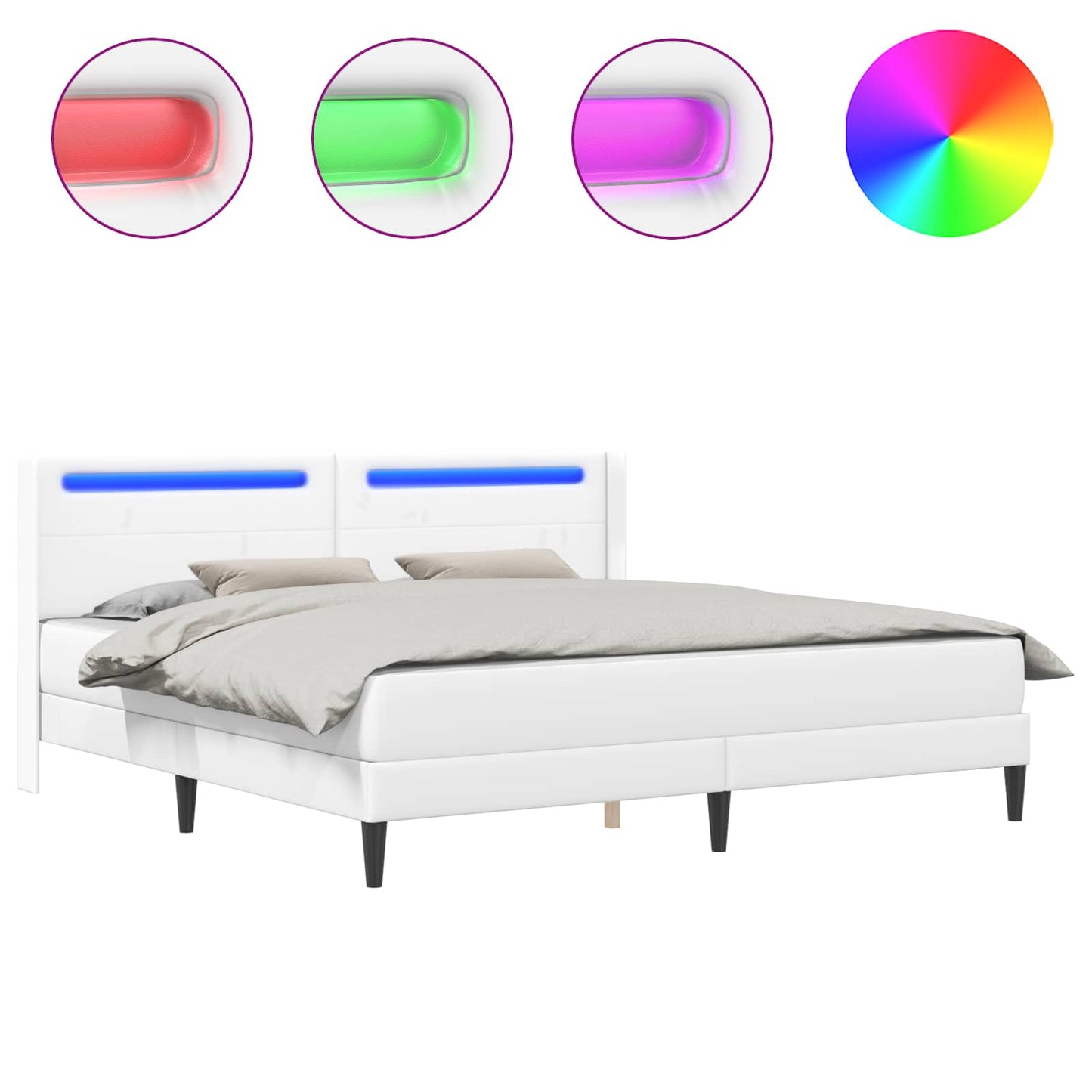 vidaXL Σκελετός κρεβατιού με στρώμα Λευκό 180 x 200 cm Τεχνητό Δέρμα
