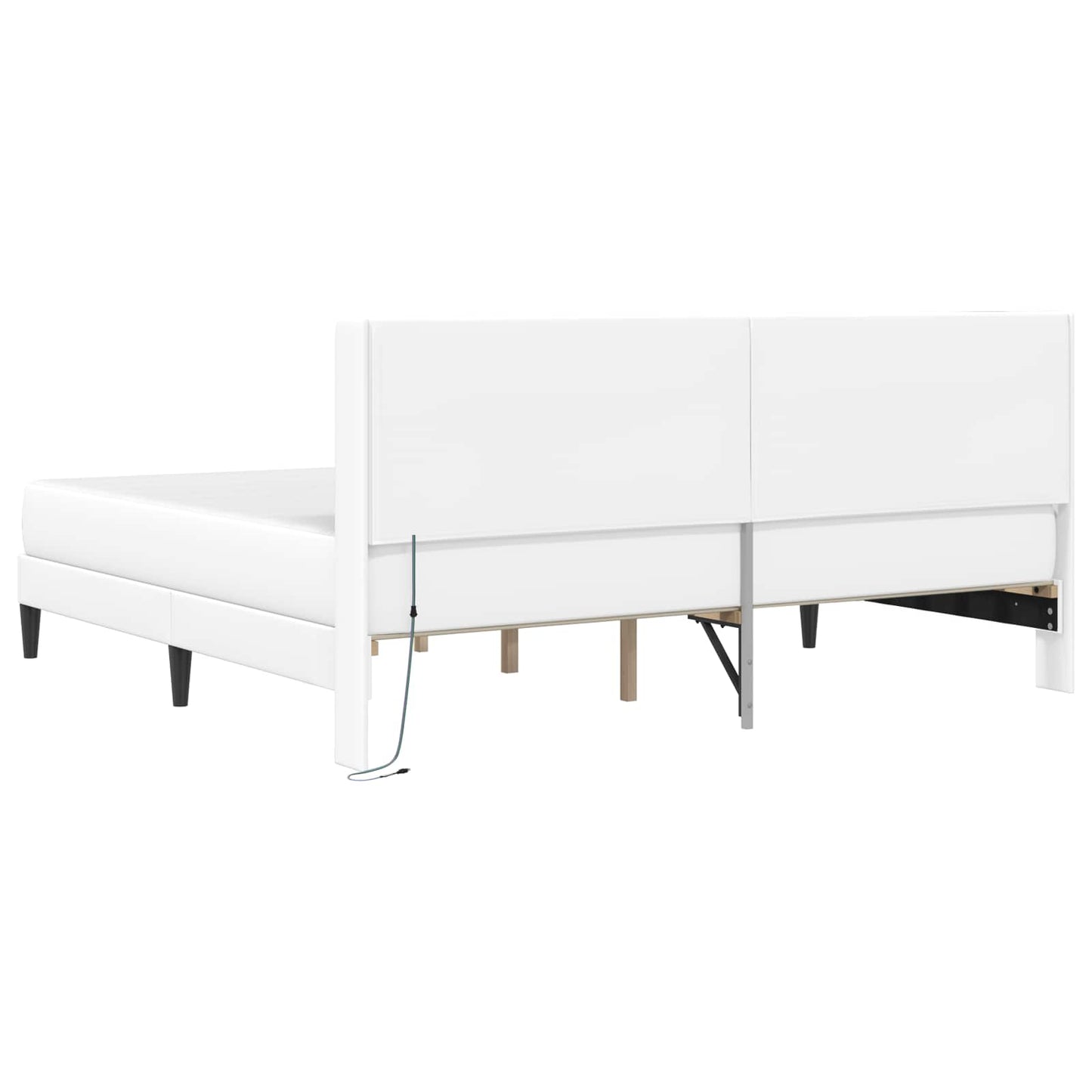 vidaXL Σκελετός κρεβατιού με στρώμα Λευκό 180 x 200 cm Τεχνητό Δέρμα