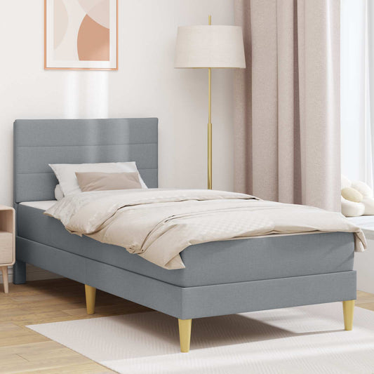 vidaXL Σκελετός Κρεβατιού Ανοιχτό γκρι 90 x 190 cm Πολυεστέρας