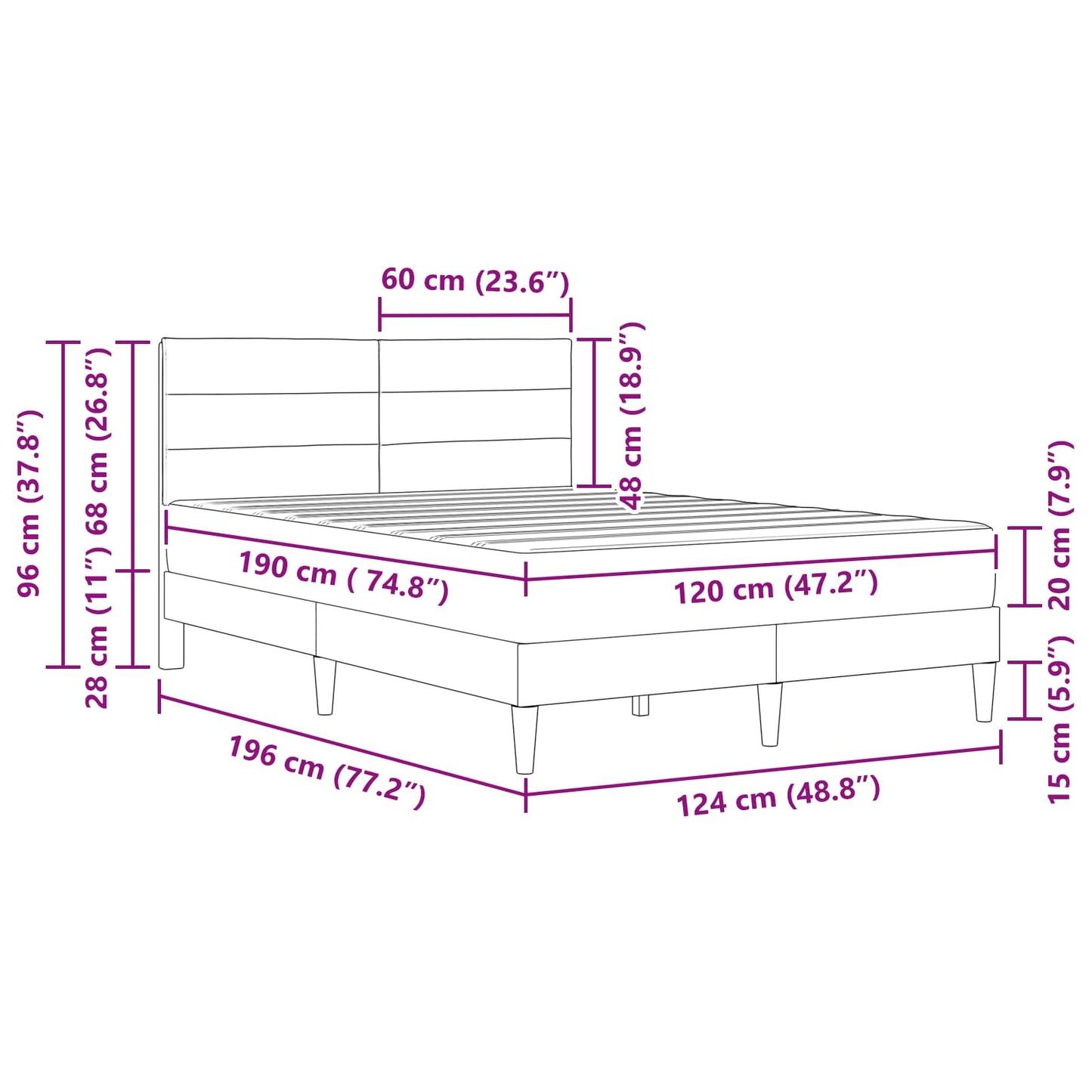 vidaXL Σκελετός Κρεβατιού 120 x 190 cm Taupe