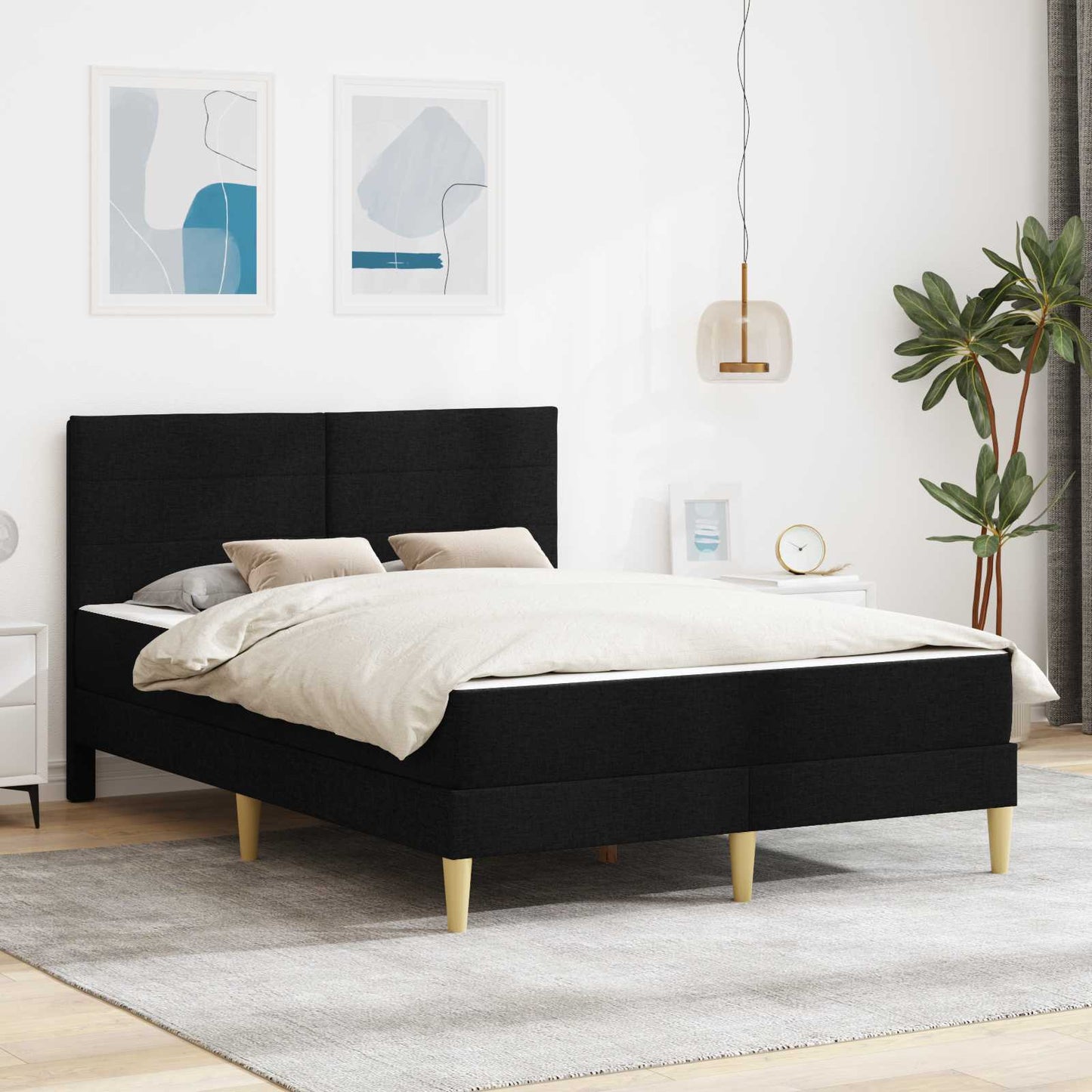 vidaXL Σκελετός Κρεβατιού Μαύρο 140 x 190 cm Πολυεστέρας