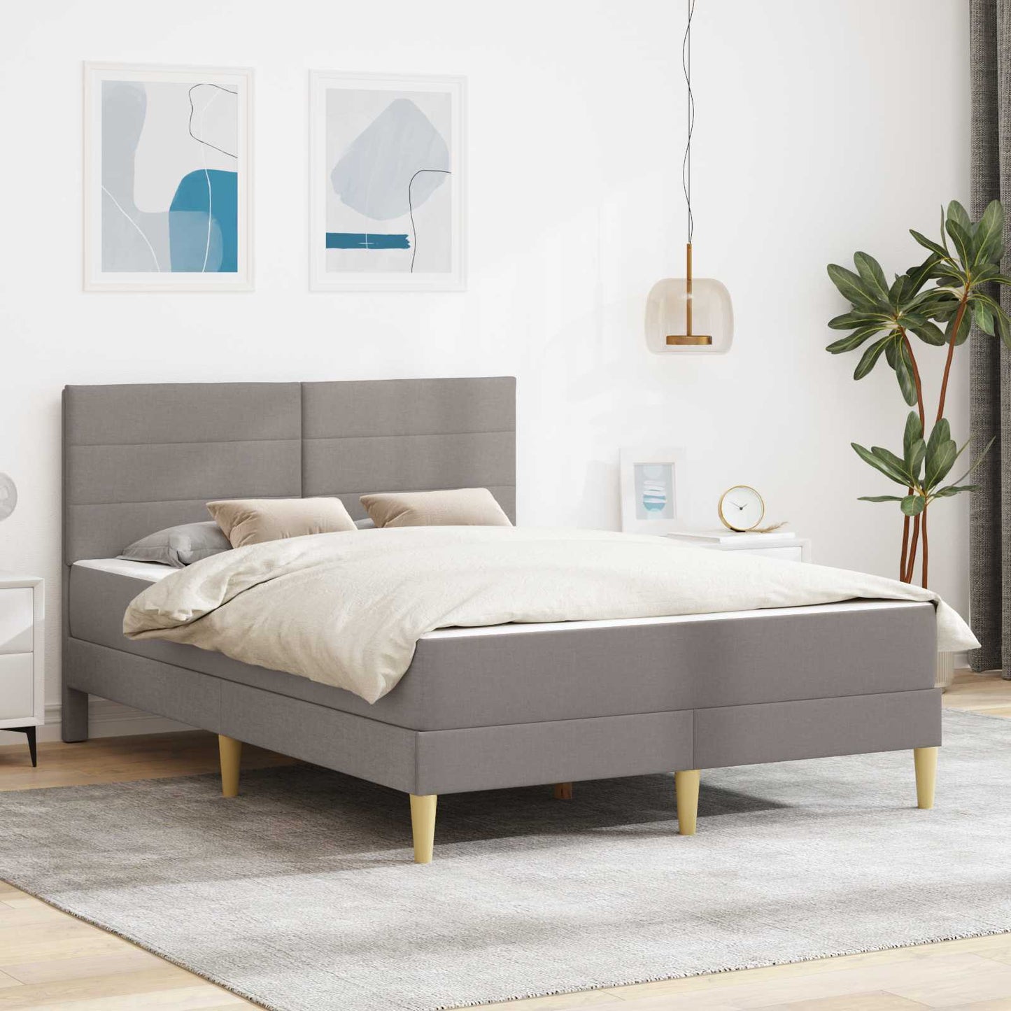 vidaXL Σκελετός Κρεβατιού Taupe 140 x 190 cm Πολυεστέρας