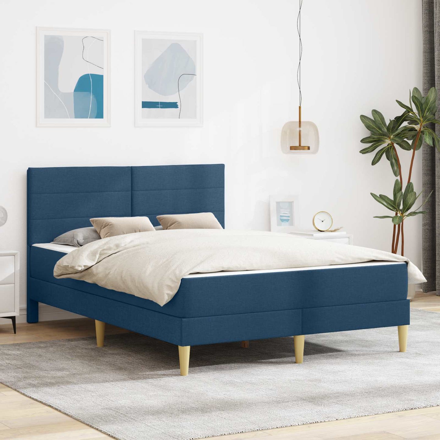 vidaXL Σκελετός Κρεβατιού Μπλε 140 x 190 cm Πολυεστέρας