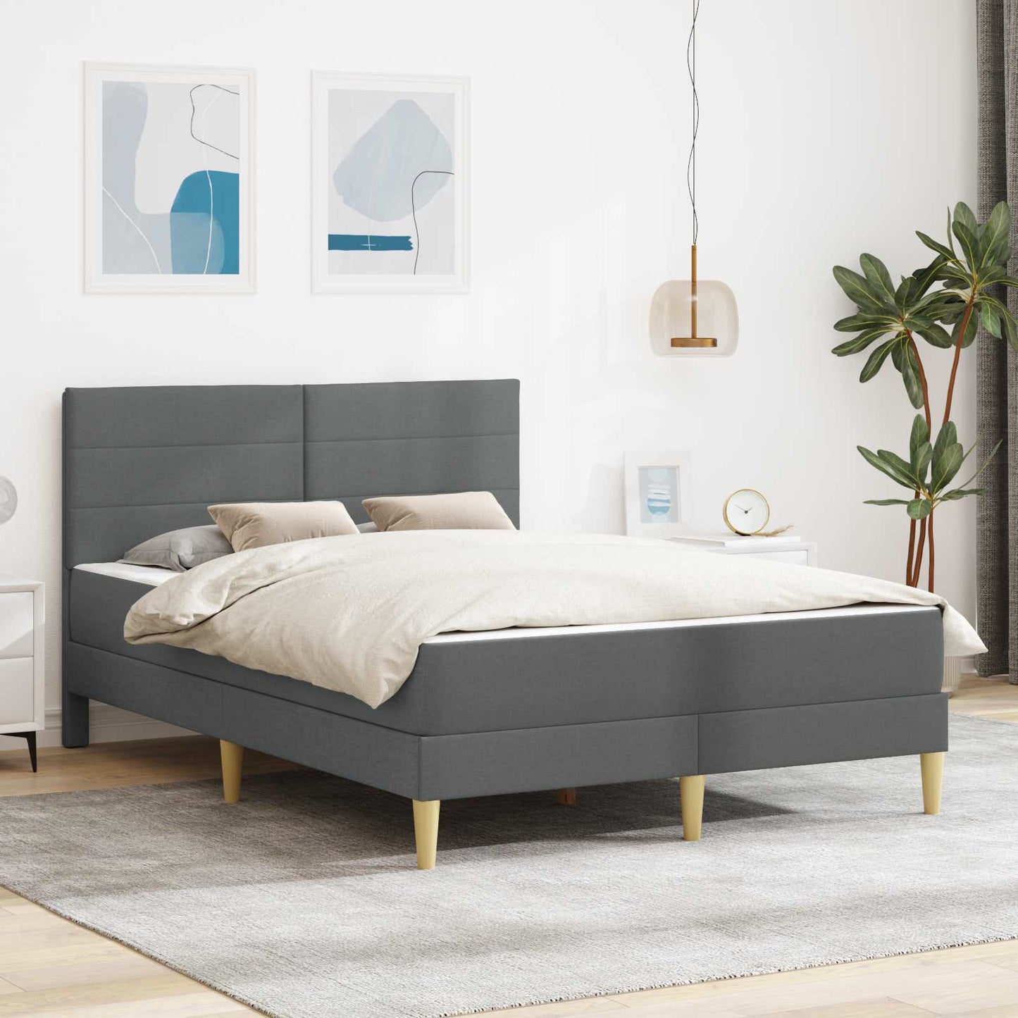 vidaXL Σκελετός Κρεβατιού Σκούρο Γκρι 160 x 200 cm Πολυεστέρας