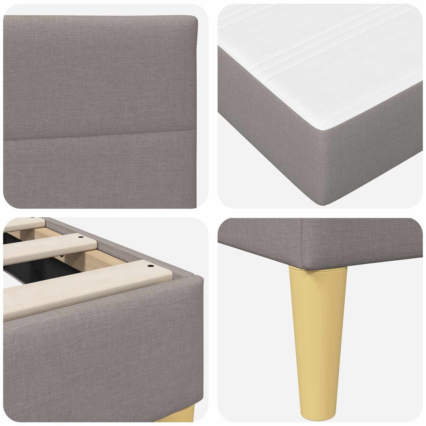 vidaXL Σκελετός Κρεβατιού Taupe 180 x 200 cm Πολυεστέρας