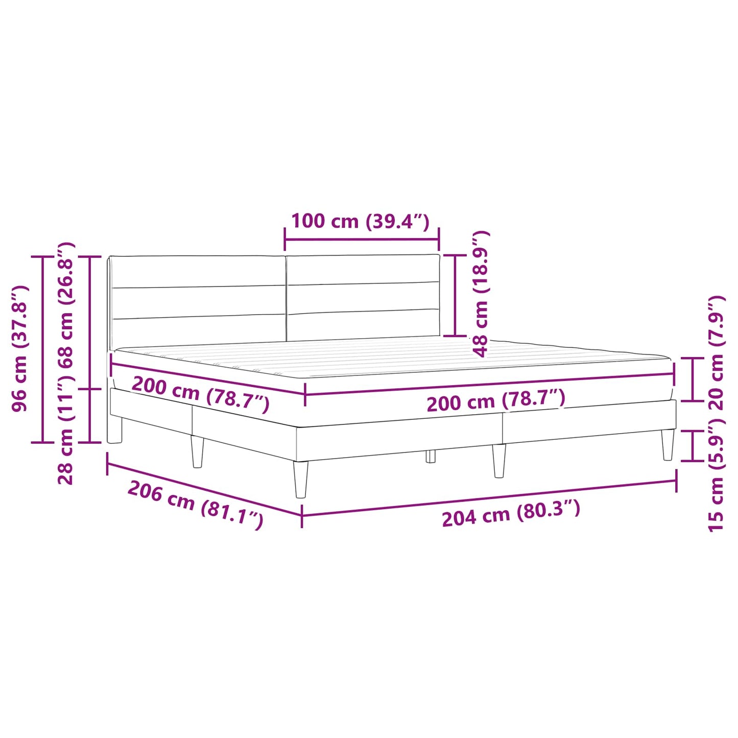 vidaXL Σκελετός Κρεβατιού Ανοιχτό γκρι 200 x 200 cm Πολυεστέρας