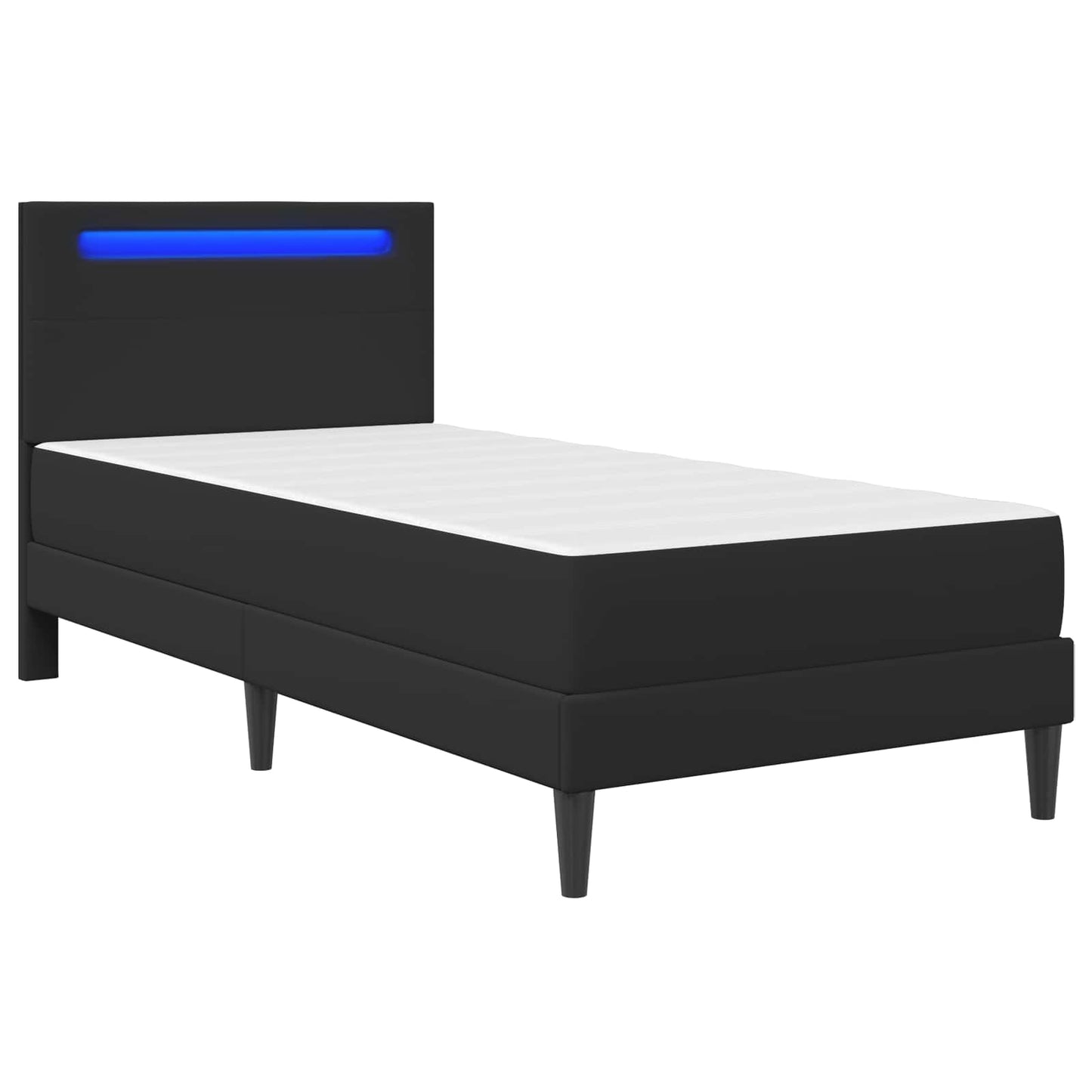 vidaXL Σκελετός Κρεβατιού με κεφαλάρι Μαύρο 90 x 190 cm Τεχνητό Δέρμα