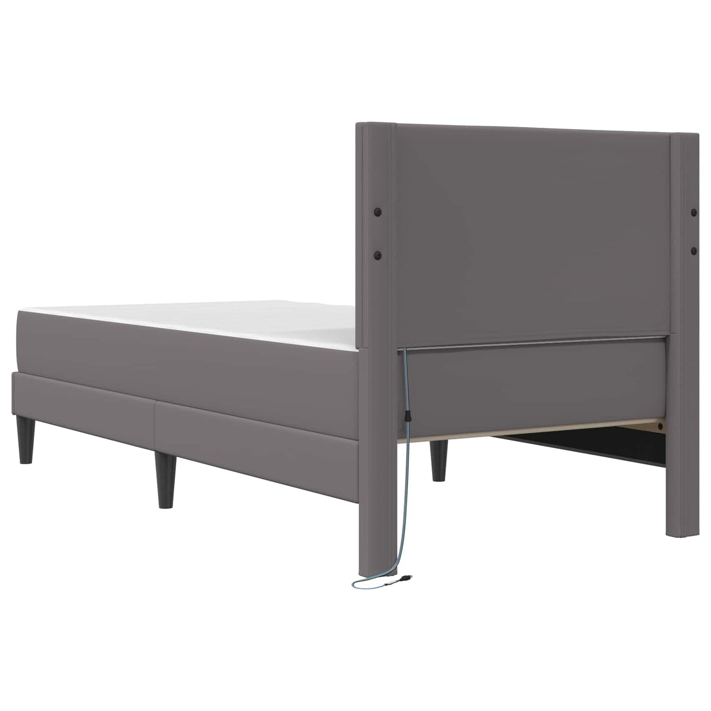 vidaXL Σκελετός Κρεβατιού με κεφαλάρι Γκρι 90 x 200 cm Τεχνητό Δέρμα