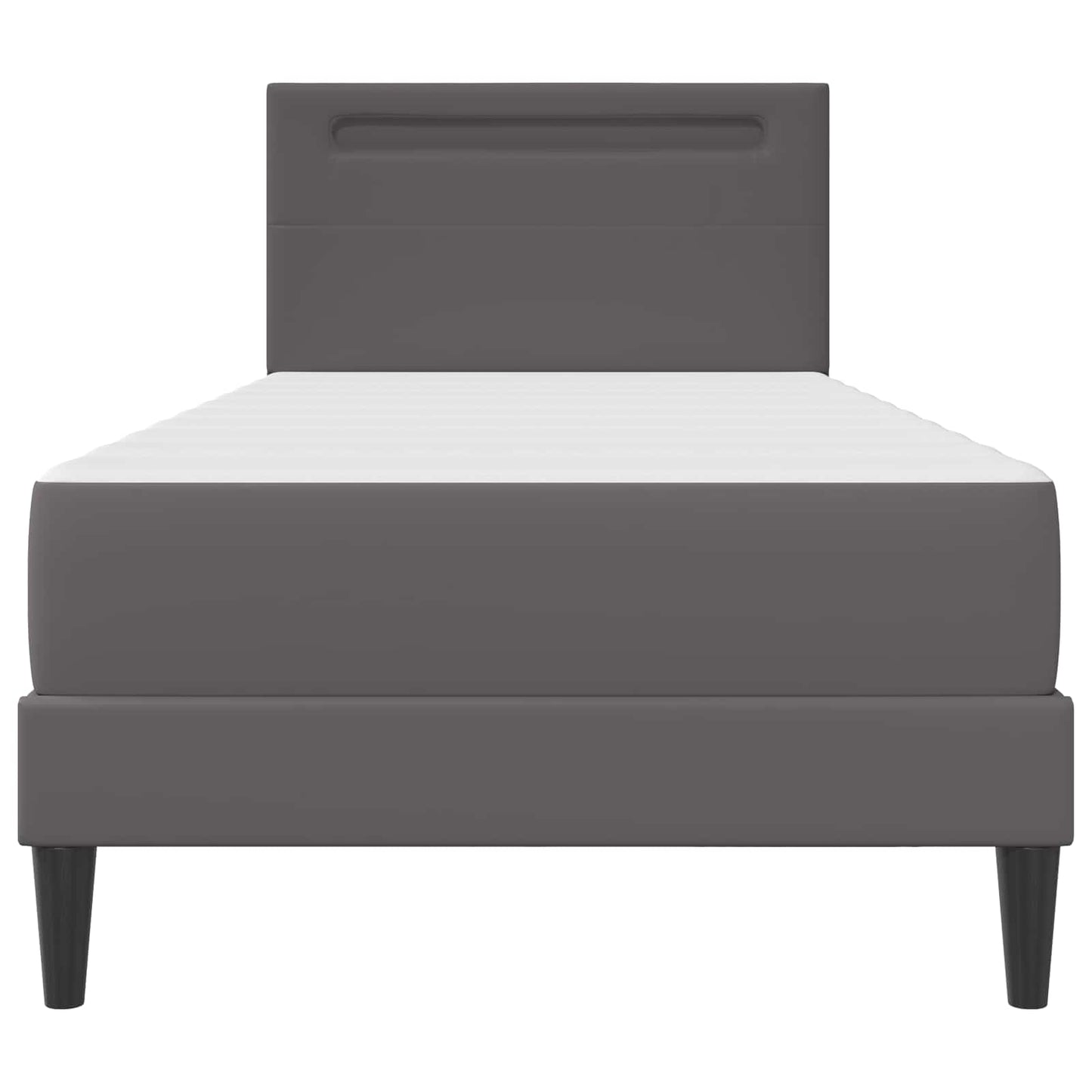 vidaXL Σκελετός Κρεβατιού με κεφαλάρι Γκρι 90 x 200 cm Τεχνητό Δέρμα