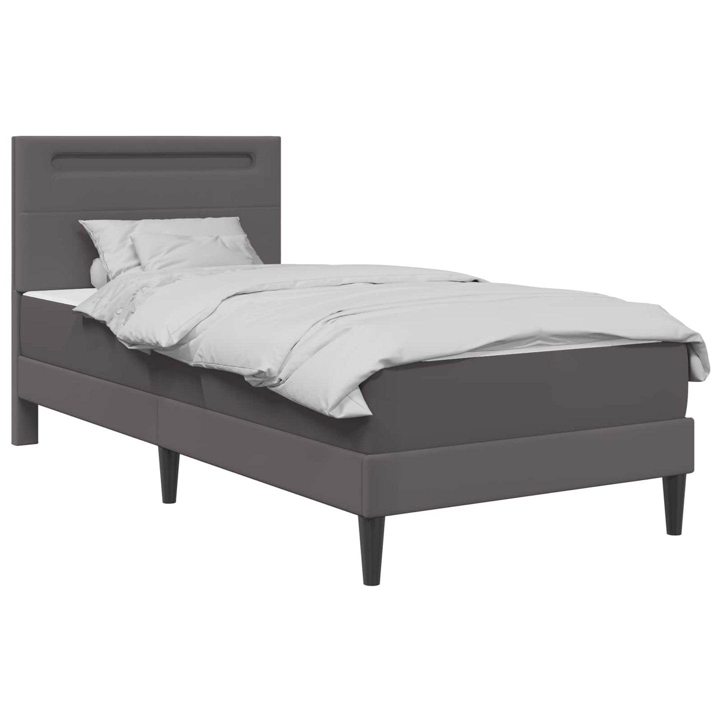 vidaXL Σκελετός Κρεβατιού με κεφαλάρι Γκρι 100 x 200 cm Τεχνητό Δέρμα