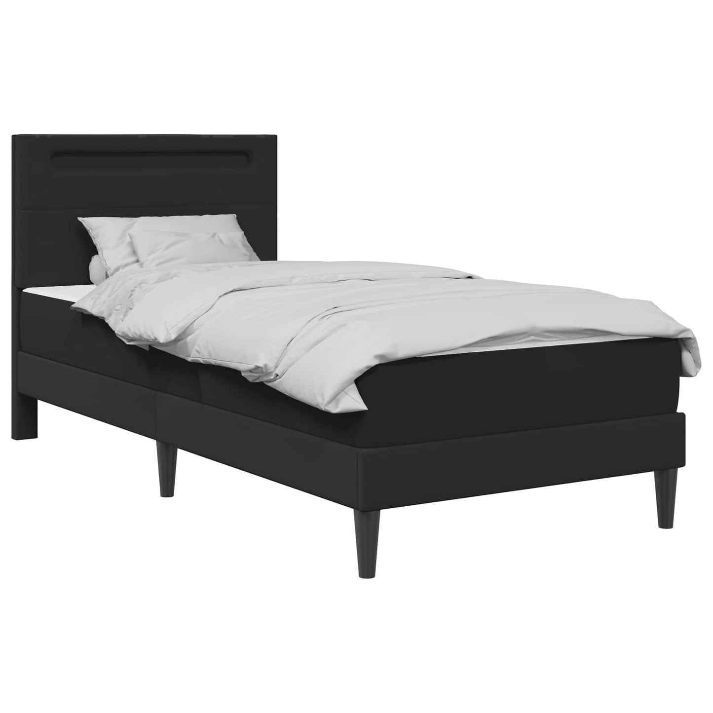 vidaXL Σκελετός Κρεβατιού με κεφαλάρι Μαύρο 100 x 200 cm Τεχνητό Δέρμα