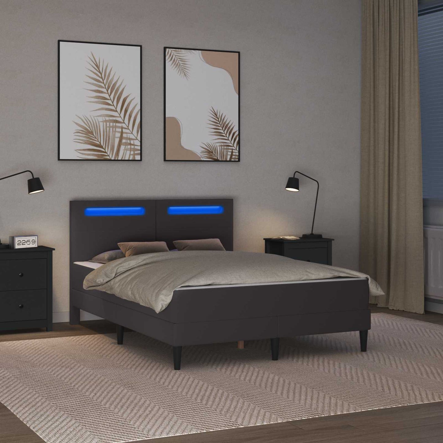 vidaXL Σκελετός Κρεβατιού με κεφαλάρι Γκρι 120 x 200 cm Τεχνητό Δέρμα
