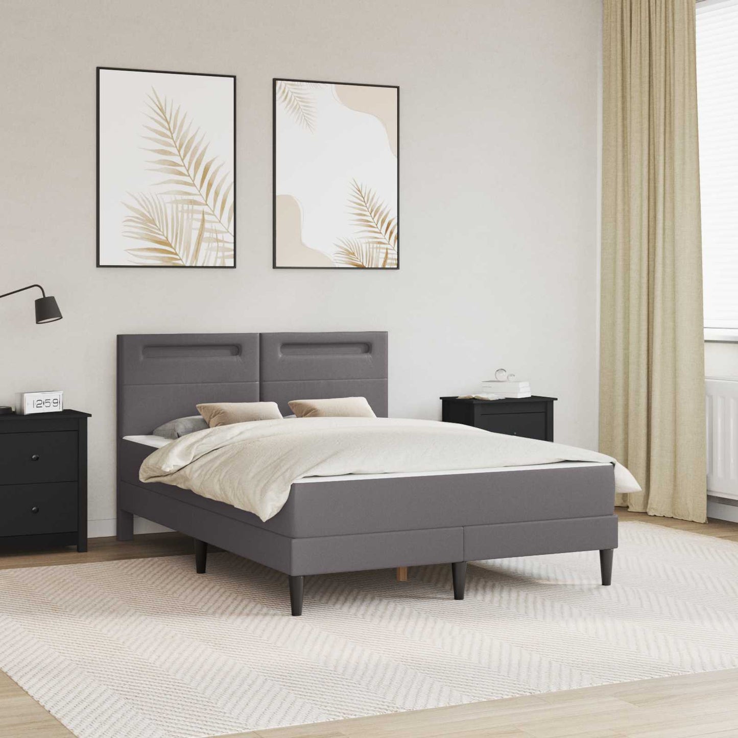 vidaXL Σκελετός Κρεβατιού με κεφαλάρι Γκρι 120 x 200 cm Τεχνητό Δέρμα