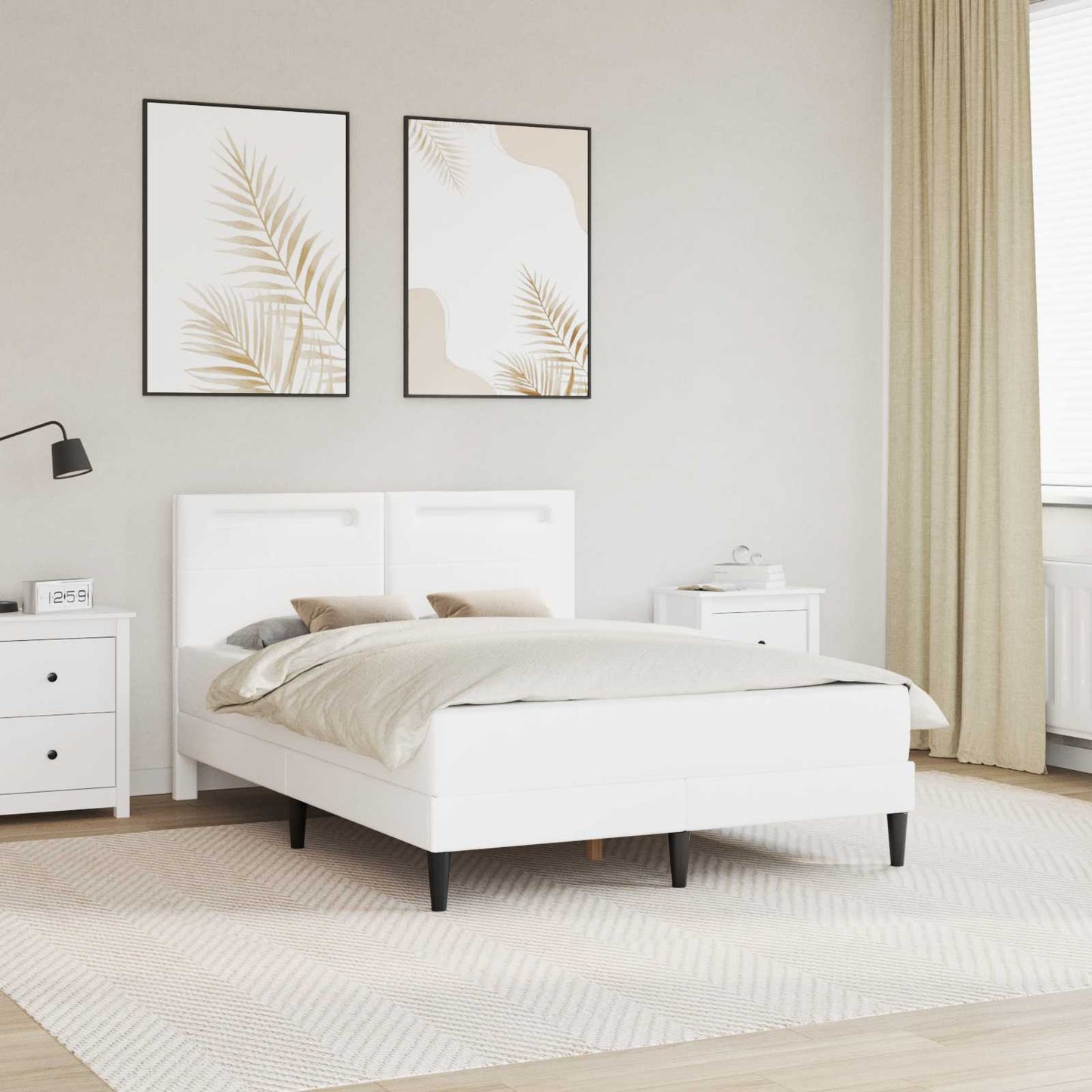 vidaXL Σκελετός Κρεβατιού με κεφαλάρι Λευκό 120 x 200 cm Τεχνητό Δέρμα