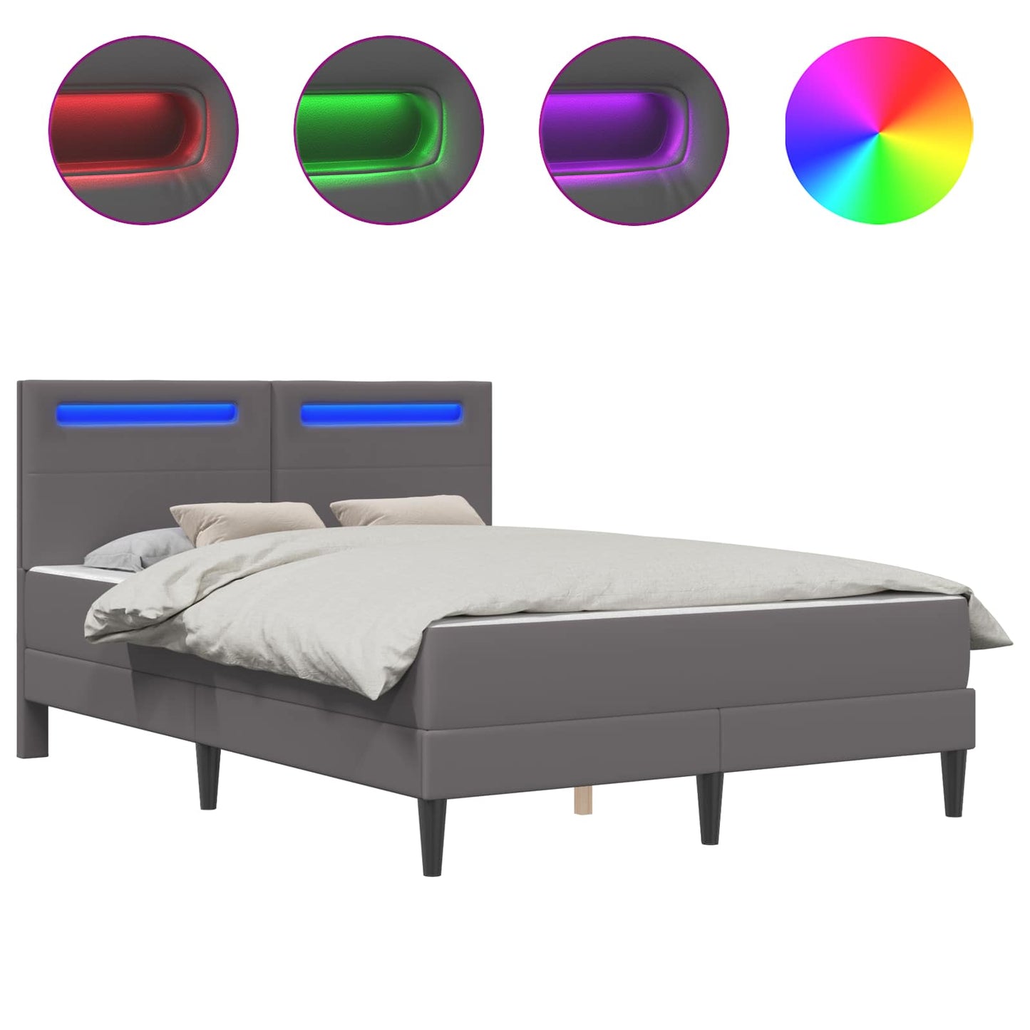 vidaXL Σκελετός Κρεβατιού με κεφαλάρι Γκρι 140 x 190 cm Τεχνητό Δέρμα