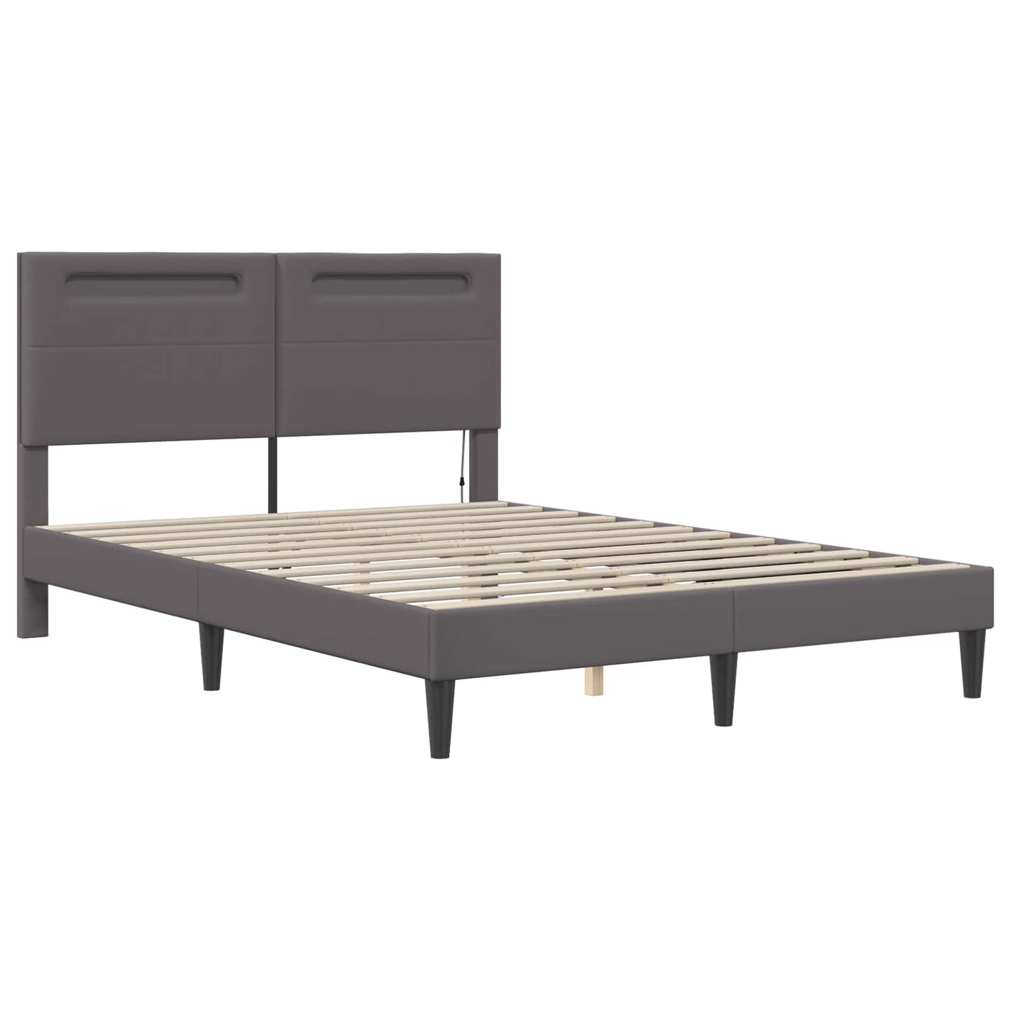 vidaXL Σκελετός Κρεβατιού με κεφαλάρι Γκρι 140 x 190 cm Τεχνητό Δέρμα