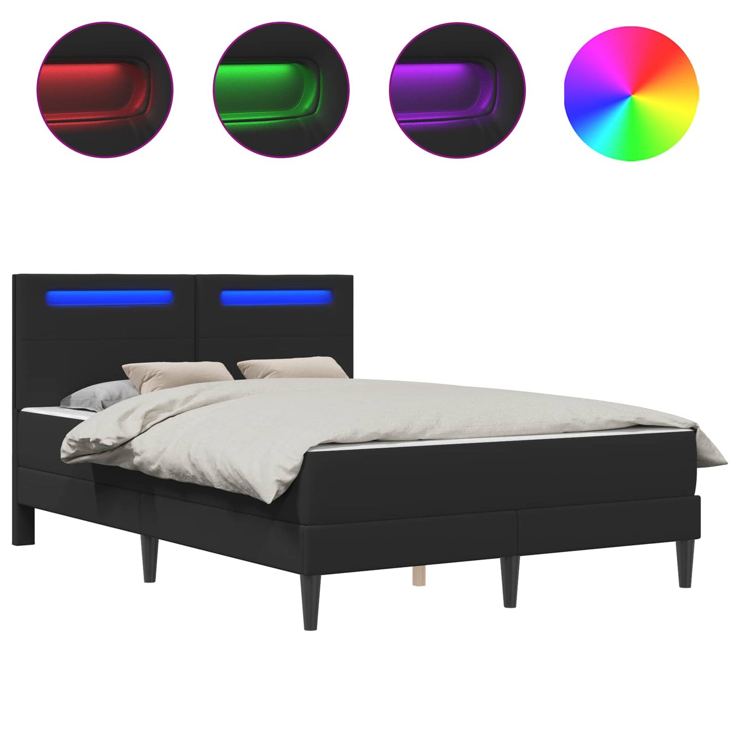 vidaXL Σκελετός Κρεβατιού με κεφαλάρι Μαύρο 140 x 190 cm Τεχνητό Δέρμα