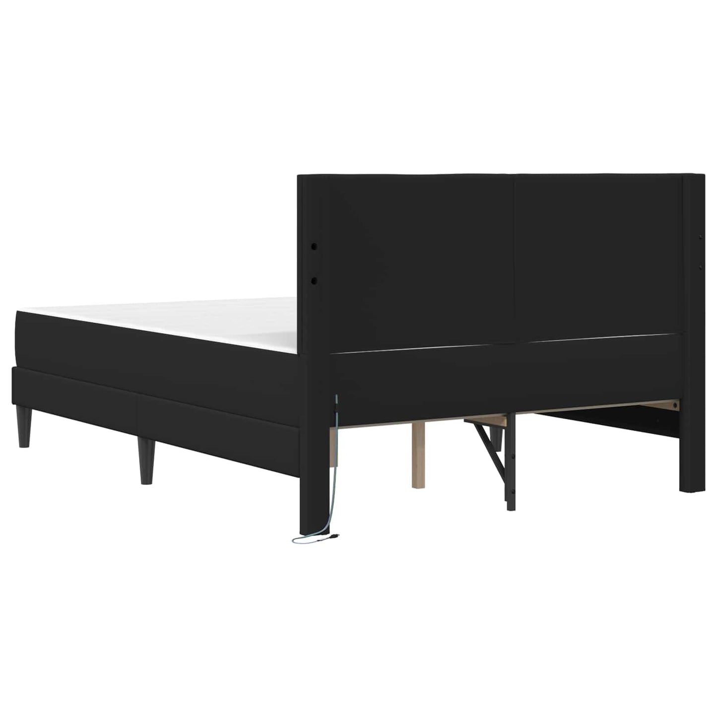 vidaXL Σκελετός Κρεβατιού με κεφαλάρι Μαύρο 140 x 190 cm Τεχνητό Δέρμα