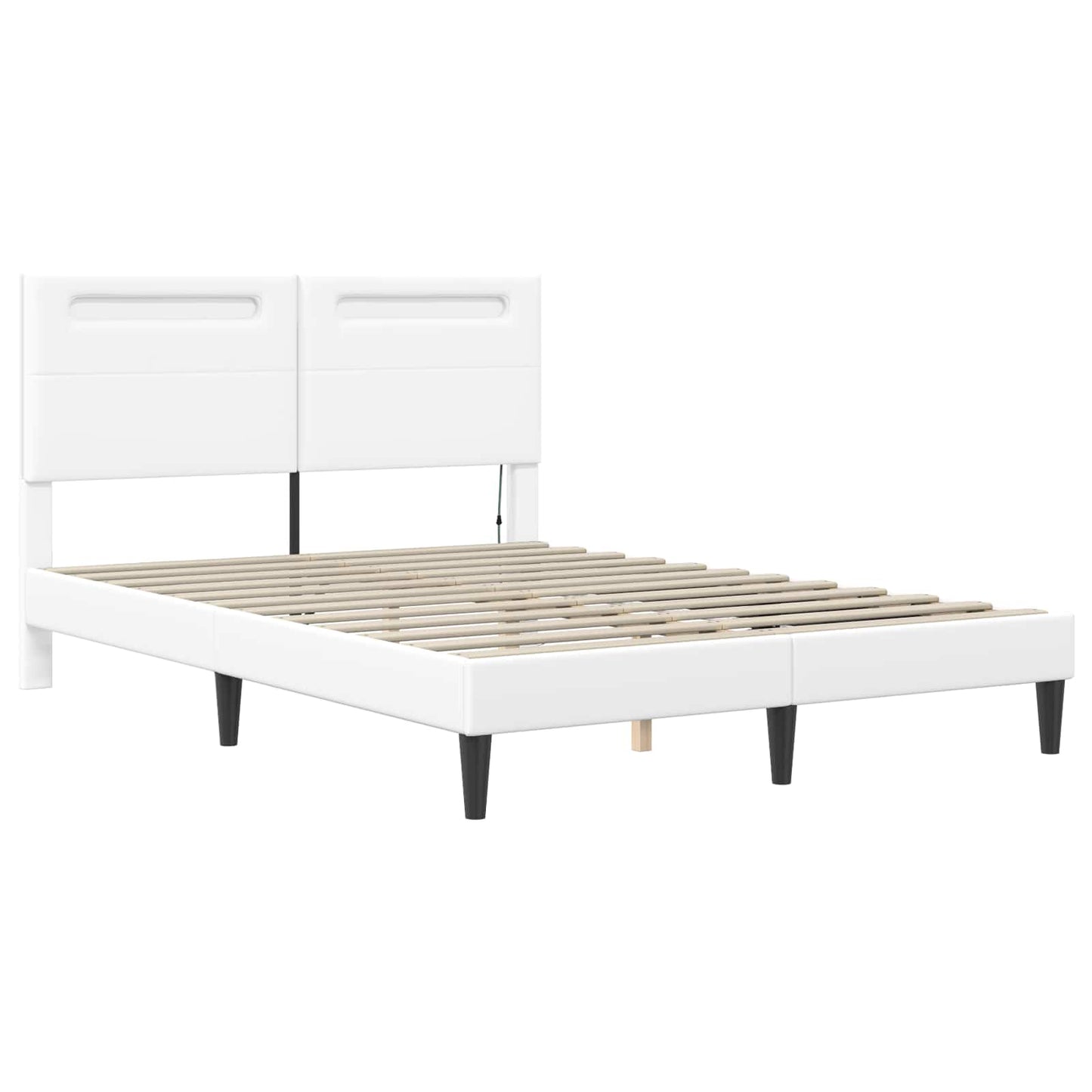 vidaXL Σκελετός Κρεβατιού με κεφαλάρι Λευκό 140 x 190 cm Τεχνητό Δέρμα