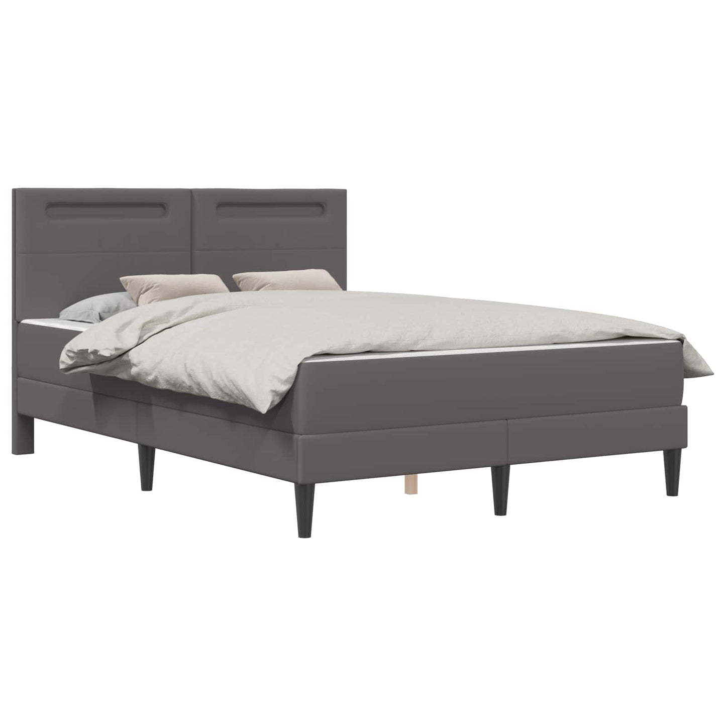 vidaXL Σκελετός Κρεβατιού με κεφαλάρι Γκρι 140 x 200 cm Τεχνητό Δέρμα