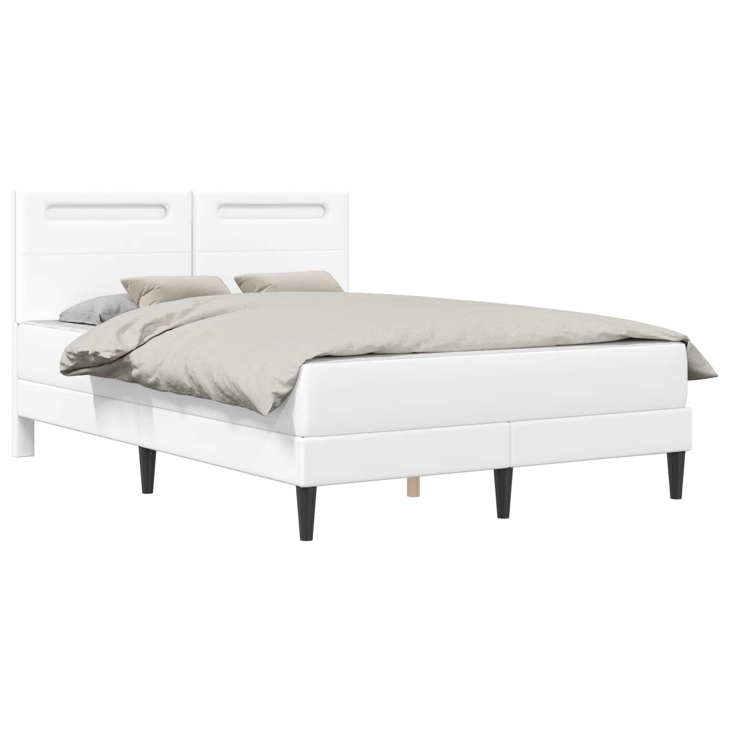 vidaXL Σκελετός Κρεβατιού με κεφαλάρι Λευκό 140 x 200 cm Τεχνητό Δέρμα