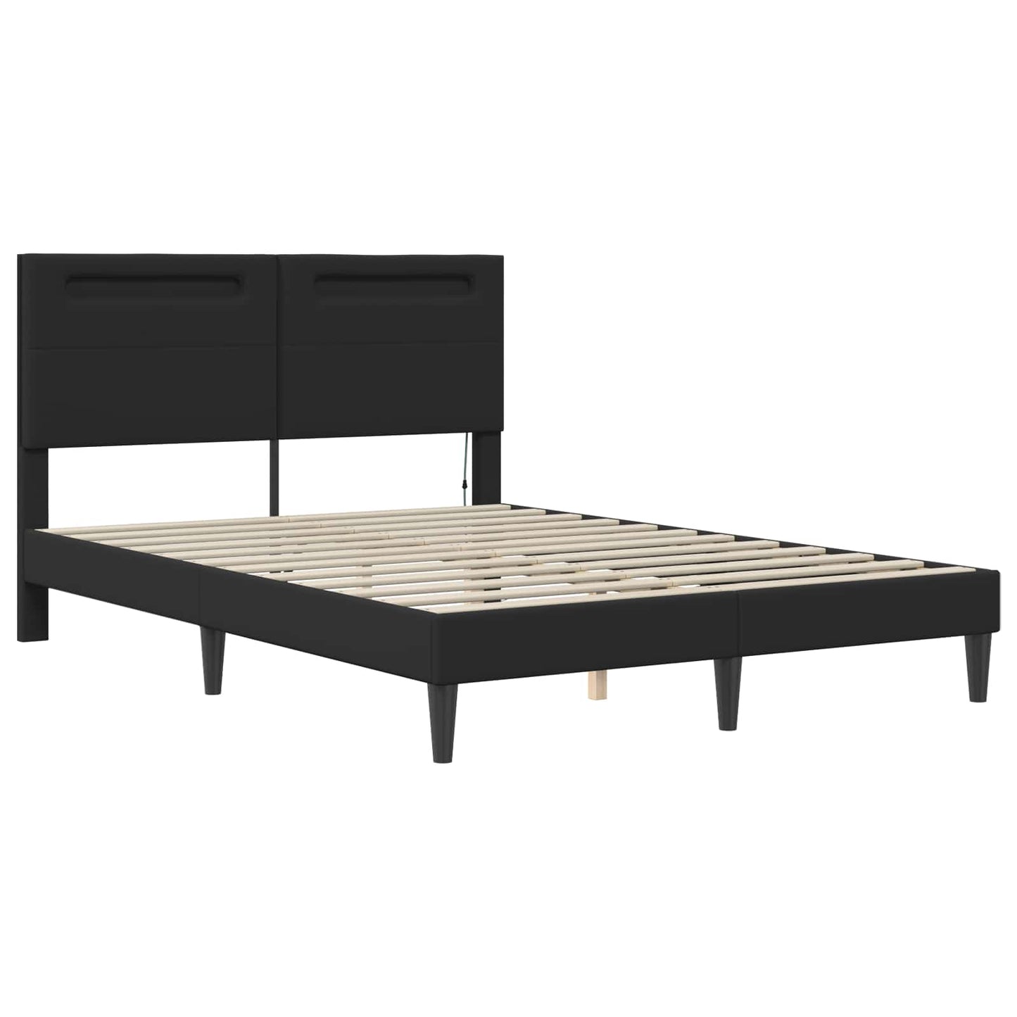 vidaXL Σκελετός Κρεβατιού με κεφαλάρι Μαύρο 160 x 200 cm Τεχνητό Δέρμα