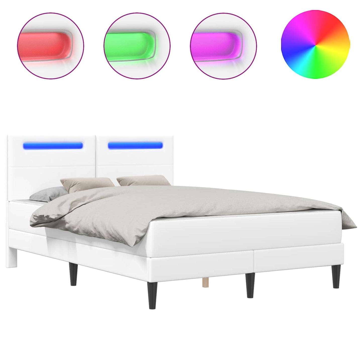 vidaXL Σκελετός Κρεβατιού με κεφαλάρι Λευκό 160 x 200 cm Τεχνητό Δέρμα