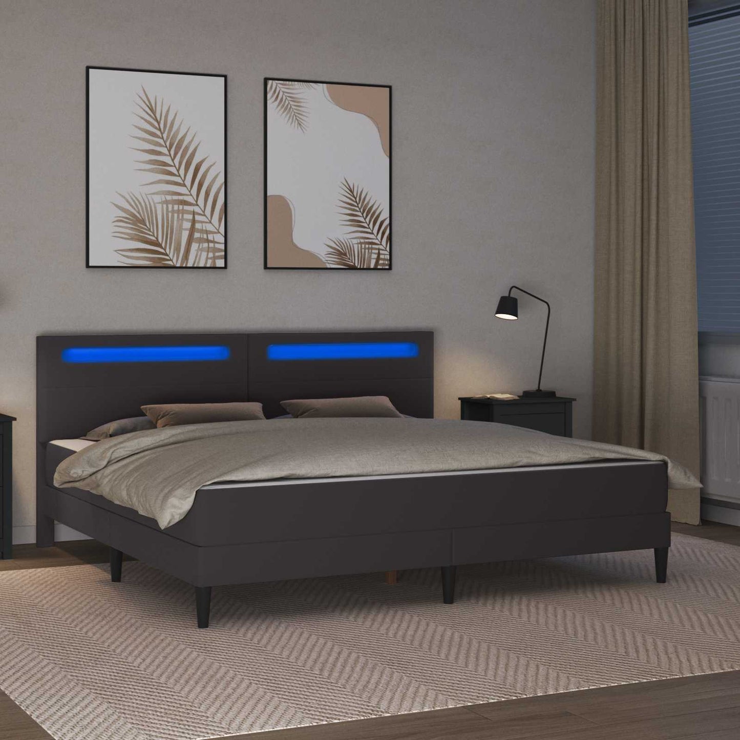 vidaXL Σκελετός Κρεβατιού με κεφαλάρι Γκρι 180 x 200 cm Τεχνητό Δέρμα