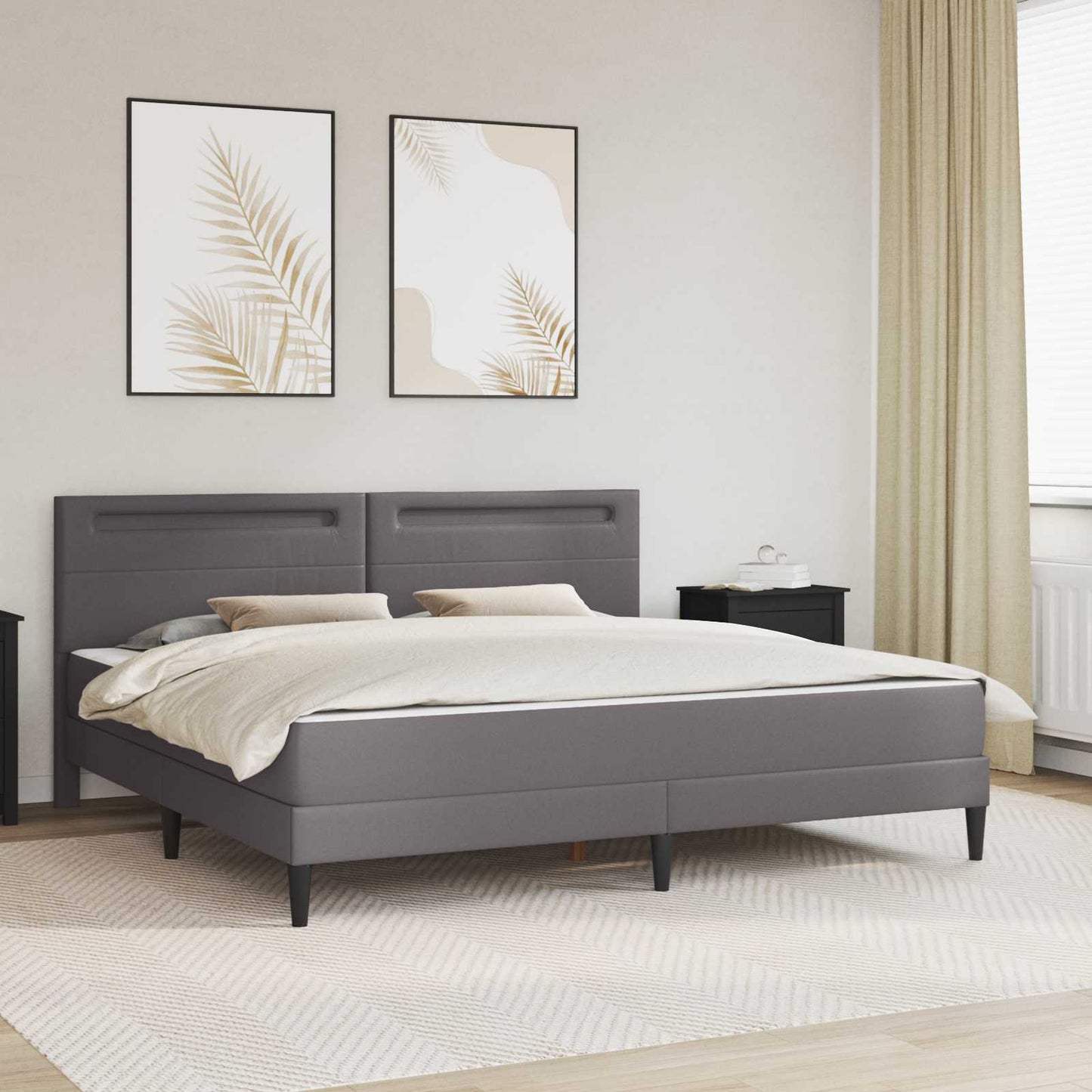 vidaXL Σκελετός Κρεβατιού με κεφαλάρι Γκρι 180 x 200 cm Τεχνητό Δέρμα