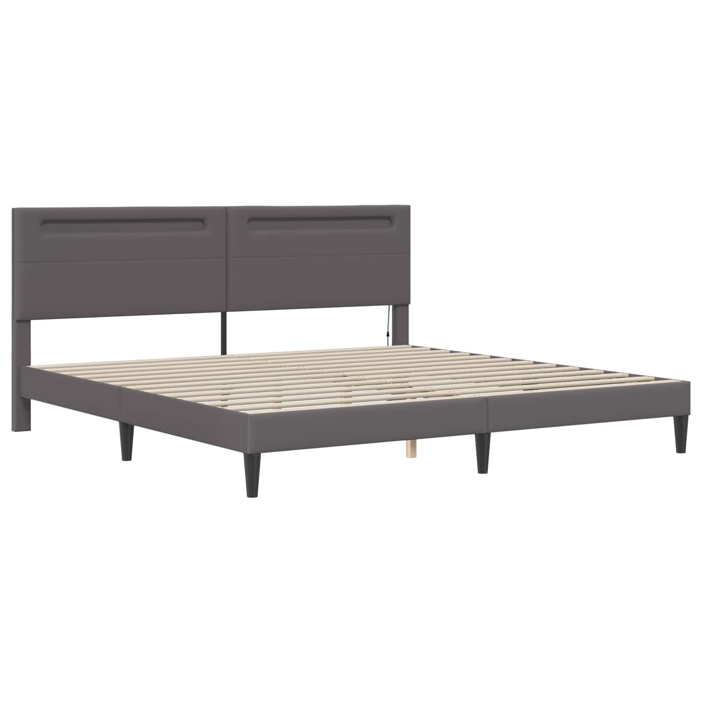 vidaXL Σκελετός Κρεβατιού με κεφαλάρι Γκρι 180 x 200 cm Τεχνητό Δέρμα