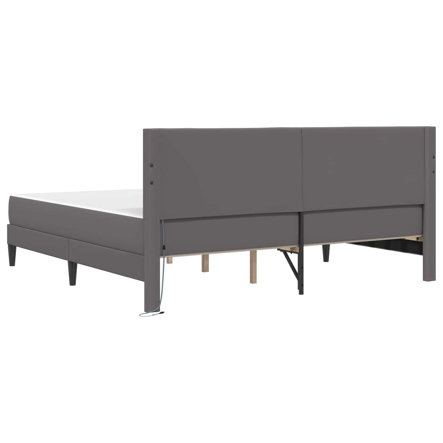vidaXL Σκελετός Κρεβατιού με κεφαλάρι Γκρι 180 x 200 cm Τεχνητό Δέρμα